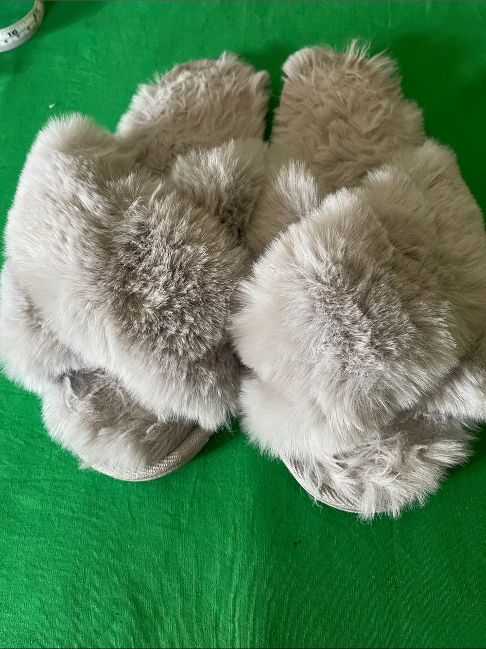 LC Lauren Conrad Plush Faux Fur Slide Slippers - Light Taupe